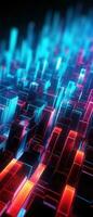 AI generated Explore the virtual world with this 3D abstract background. The futuristic architecture and cyber connections. photo