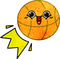 retro grunge texture cartoon basketball png