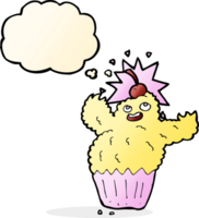 cartoon cupcake monster with thought bubble png