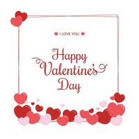 happy valentines day typography background with hearts vector