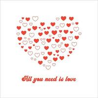 all you need is love, valentines greeing template, heart of heats vector