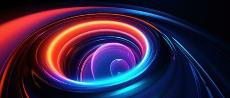 AI generated A dazzling display of colorful neon lights in a circular formation. photo