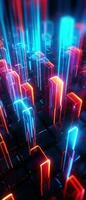 AI generated Explore the virtual world with this 3D abstract background. The futuristic architecture and cyber connections. photo