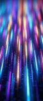 AI generated Futuristic abstract background with bright blue and purple neon beams, symbolizing high-speed data transfer and digital communication. photo