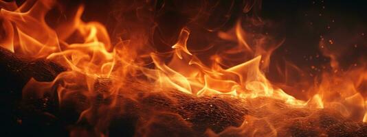 AI generated Captivating fire scene, pitch-black background,. AI generative. photo