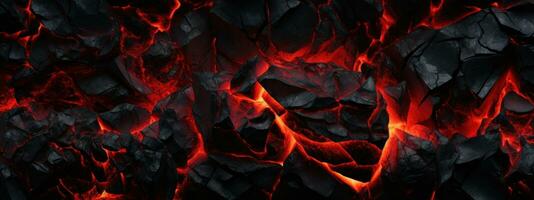 AI generated Intense close-up of lava flow and charcoal fire. AI generative. photo