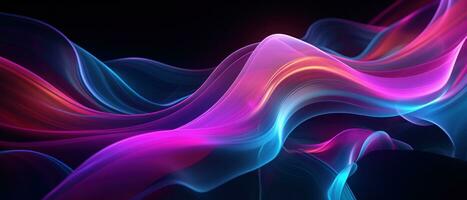 AI generated Glowing neon waves in red and violet bring a sense of motion and energy. photo