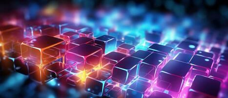 AI generated Morphism fluorescent elements and futuristic concept create a cybernetic atmosphere. photo