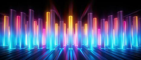 AI generated Captivating composition of colorful neon tubes. AI generative. photo