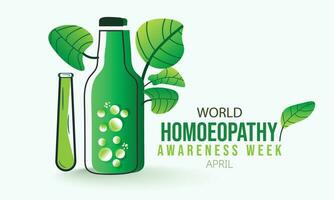 World homoeopathy awareness week. background, banner, card, poster, template. Vector illustration.