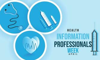 Health Information Professionals Week. background, banner, card, poster, template. Vector illustration.