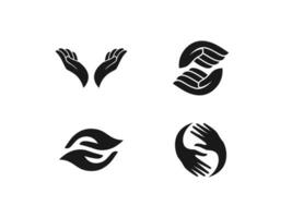 conjunto de mano logo vector ilustración. mano cuidado vector icono