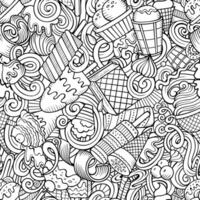 Cartoon doodles Ice-cream seamless pattern. vector