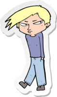sticker of a cartoon grumpy boy png