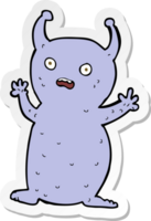 pegatina de un pequeño extraterrestre divertido de dibujos animados png