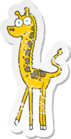 retro distressed sticker of a cartoon giraffe png