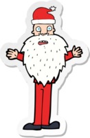 sticker of a cartoon worried santa claus png