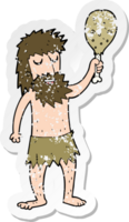 retro distressed sticker of a cartoon cave man png