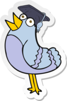 sticker of a cartoon bird wearing graduation cap png