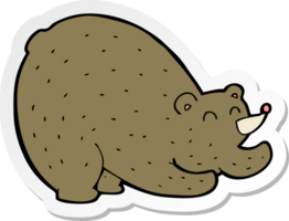 sticker of a cartoon stretching bear png