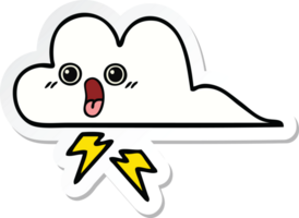 sticker of a cute cartoon storm cloud png