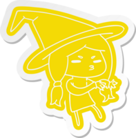 cartoon sticker van een schattig heks kawaii meisje png