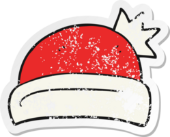 retro distressed sticker of a cartoon christmas hat png