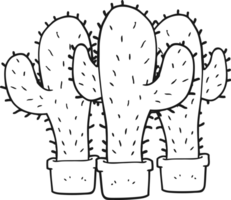 zwart en wit tekenfilm cactus png