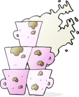 cartoon stack of dirty coffee cups png