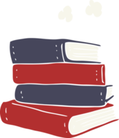 flat color illustration of a cartoon stack of books png