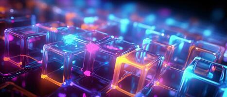 AI generated Morphism fluorescent elements and futuristic concept create a cybernetic atmosphere. photo