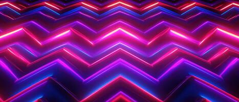 AI generated Vibrant neon zigzag pattern on a futuristic, glowing blue background. photo