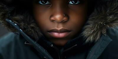 AI generated Captivating close-ups of child in winter attire. AI generative. photo