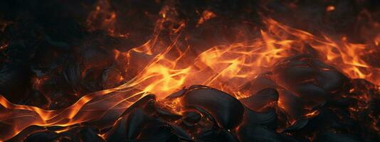 AI generated Captivating fire scene, pitch-black background,. AI generative. photo