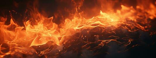 AI generated Captivating fire scene, pitch-black background,. AI generative. photo