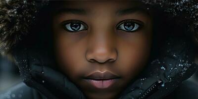 AI generated Captivating close-ups of child in winter attire. AI generative. photo