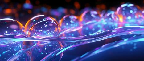 AI generated Mesmerizing close-up of water bubbles against a dark backdrop, creating a dream-like visual display. photo