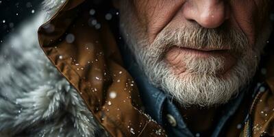 AI generated Elderly gentleman with beard, exquisite fur coat. AI generative. photo