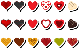 Beautiful big set sweet chocolate hearts png