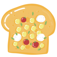 torrado pão com queijo, milho e tomate ilustração png