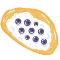 Toasted bread with Blueberry and cream Illustration png