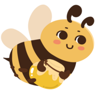 abeja con Miel. gordito abeja personaje dibujos animados. png