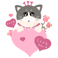 schattig kat met roze hart voor Valentijnsdag dag png