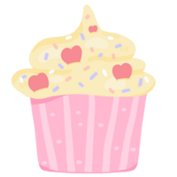 petit gâteau avec rose cœurs png