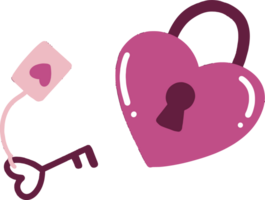 Love heart lock and key illustration png