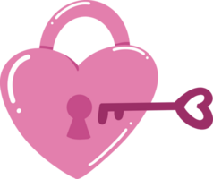 Love heart lock and key illustration png