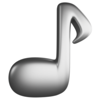 Zittern oder achte Hinweis metallisch Silber Clip Art eben Design Symbol isoliert auf transparent Hintergrund, 3d machen Unterhaltung und Musik- Konzept png