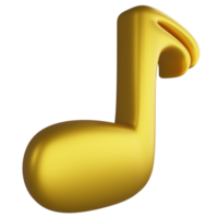 Semiquaver oder sechzehnter Hinweis Seite Aussicht metallisch Gold Clip Art eben Design Symbol isoliert auf transparent Hintergrund, 3d machen Unterhaltung und Musik- Konzept png