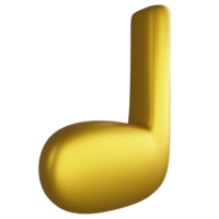 Viertelnote oder Quartal Hinweis Seite Aussicht metallisch Gold Clip Art eben Design Symbol isoliert auf transparent Hintergrund, 3d machen Unterhaltung und Musik- Konzept png