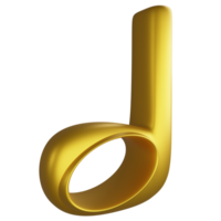 minim oder Hälfte Hinweis Seite Aussicht metallisch Gold Clip Art eben Design Symbol isoliert auf transparent Hintergrund, 3d machen Unterhaltung und Musik- Konzept png